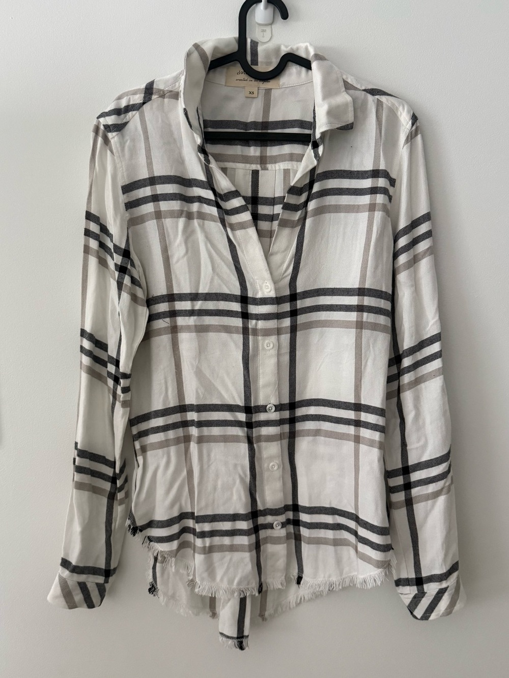 Cloth & Stone White Plaid Button Up
